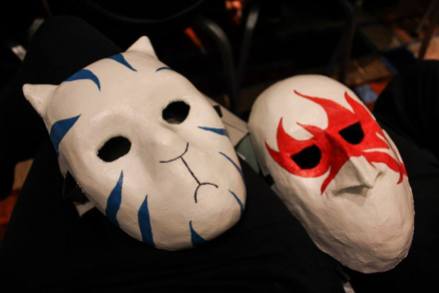 Masks are papier Mache and clay